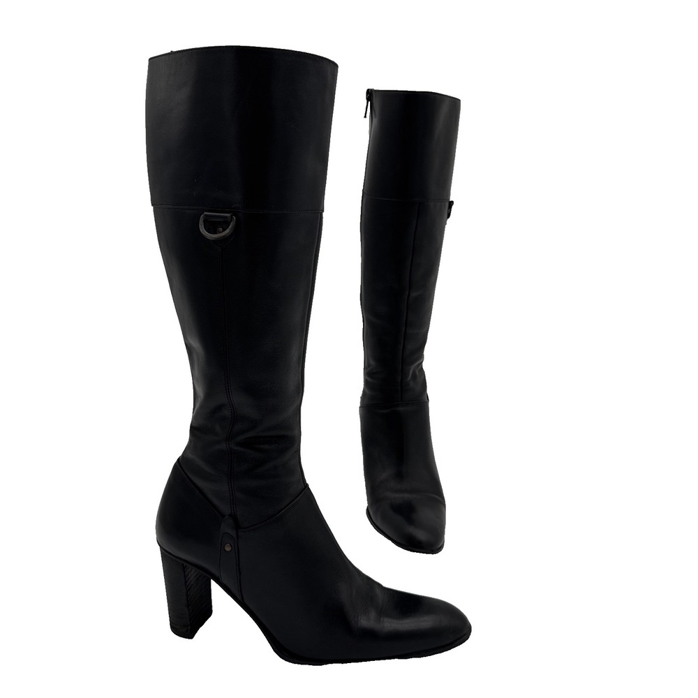 Enzo‎ di siena Boots Womens Size 8 Black Knee High Block Heel Almond Toe Riding